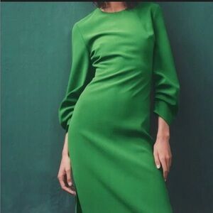 Zara Vibrant Green Long Sleeve Dress